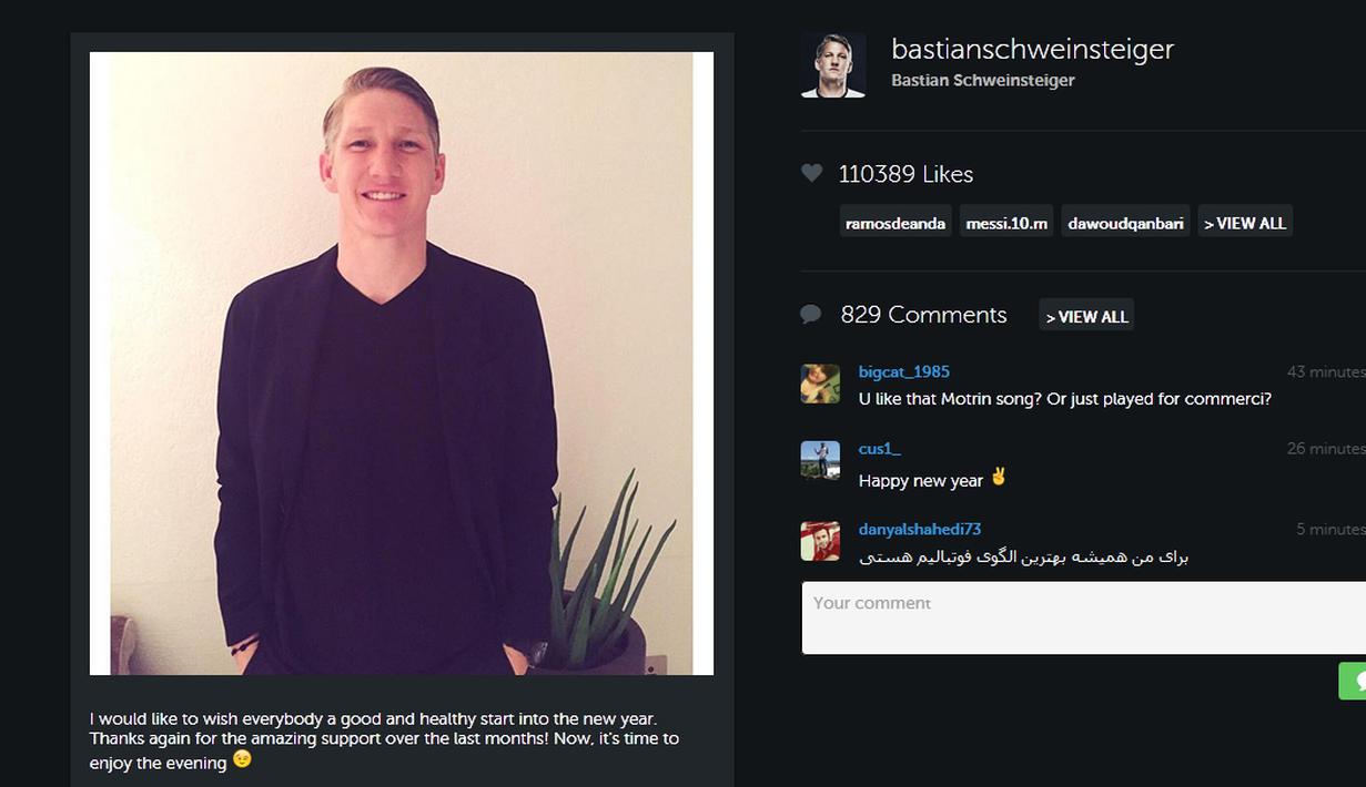 Bastian Schweinsteiger menyampaikan harapan dan ucapan terima kasih kepada pengikutnya di akun Instagram. (Instagram/BastianSchweinsteiger)