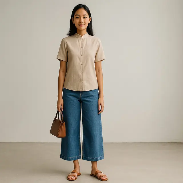 Model Blouse dengan Celana Kulot untuk Usia 20-30 Tahun/ Ilustrasi gambar oleh AI