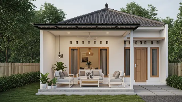 Inspirasi Pendopo Mini untuk Rumah Pedesaan Gaya Minimalis Modern Model Menyatu dengan Teras Rumah