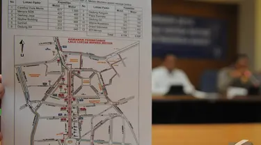 Peta larangan sepeda motor melintas di beberapa kawasan di Jakarta, Selasa (2/12/2014). (Liputan6.com/Herman Zakharia)