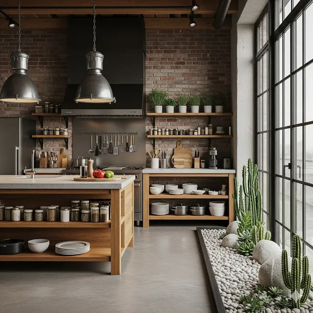 Inspirasi Desain Dapur Terbuka Menyatu dengan Taman Belakang. Gemini