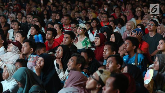 Ketegangan Suporter Indonesia Saat Nobar Bulutangkis Asian Games 2018