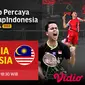 Live Streaming Quarter Final Piala Thomas Cup 2020 Jumat 15 Oktober : Indonesia Vs Malaysia. (Sumber : dok. vidio.com)