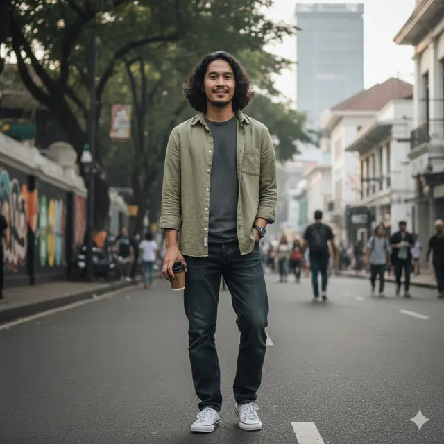 Model Rambut Pria Comma Hair Panjang (Foto: Gemini AI)