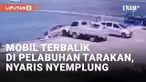 Insiden kecelakaan melibatkan dua mobil terekam CCTV di pelabuhan. Terjadi di Pelabuhan Tengkayu, SDF Tarakan, Kalimantan Utara (12/9/2023). Sebuah pickup melaju dan menabrak mobil Suzuki Ignis hingga terdorong ke arah laut.