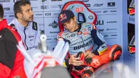 Marc Marquez jelang balapan MotoGP Jerman 2024 di Sirkuit Sachsenring. (Radek Mica / AFP)