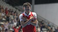 Selebrasi pemain&nbsp;Timnas Futsal Indonesia, Firman Ardiansyah dalam laga versus Belanda di Four Nations Cup 2025, Sabtu (20/9/2025). (Abdul Aziz)