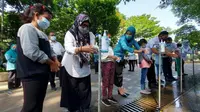 Peringatan hari cuci tangan pakai sabun sedunia di Taman Ekspresi Kota Bogor, Kamis  15 Oktober  2020. (Achmad Sudarno/Liputan6.com)