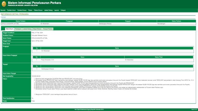 Sistem Informasi Penelusuran Perkara Pengadilan Negeri Jakarta Selatan