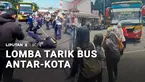 Bukan lomba balap bus yang bisa mengancam keselamatan pengguna jalan, tapi di lomba 17-an ini sopir, petugas Dishub, sampai penumpang bus kerjasama untuk lomba menarik bus antarkota antarprovinsi.