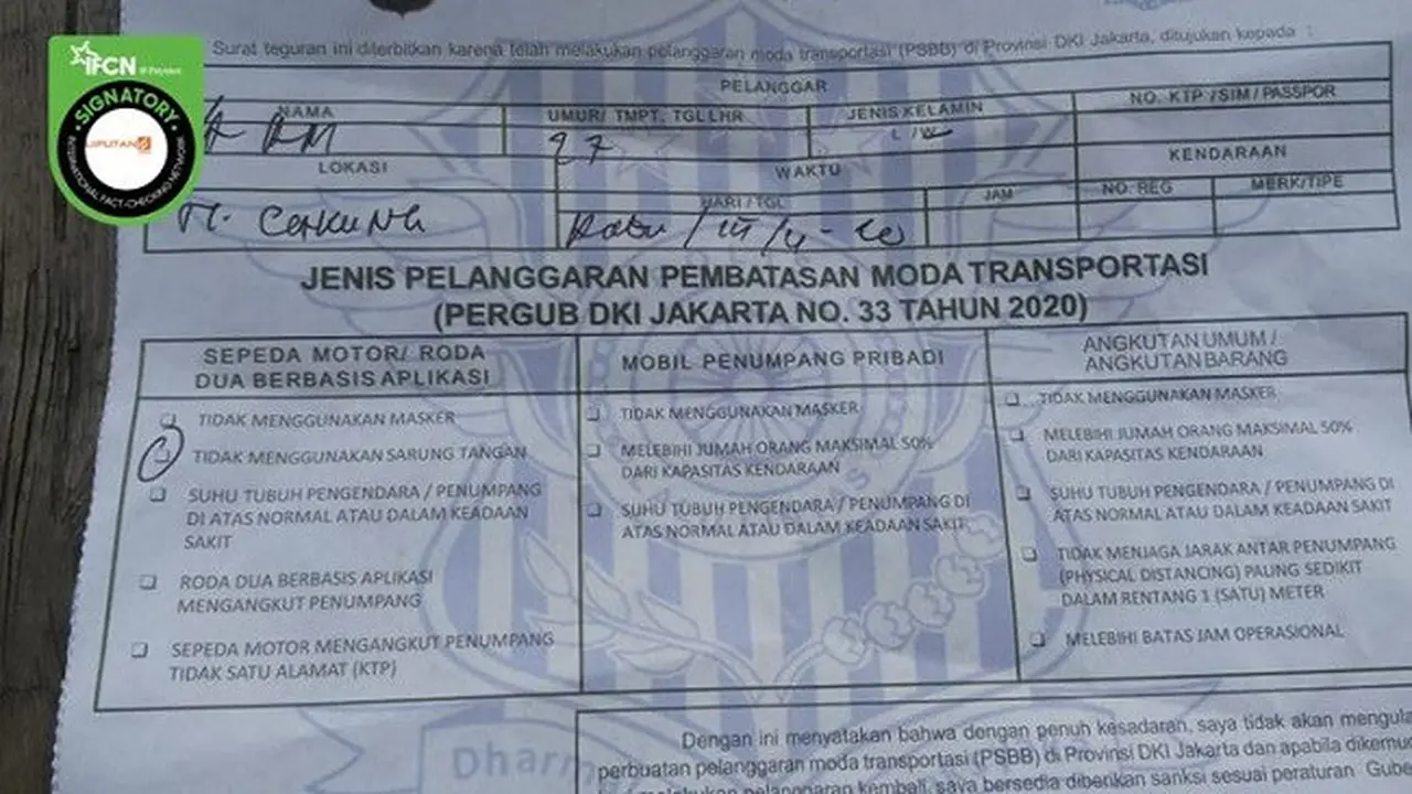 Foto Surat Teguran Bagi Pelanggar PSBB