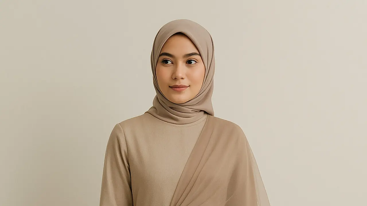 Model Gamis Selendang Tile Simple