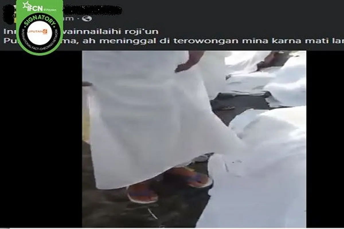 Gambar Tangkapan Layar Kabar Palsu Jemaah Haji Meninggal Dunia Akibat Terowongan Mina Lampu (sumber: Facebook).