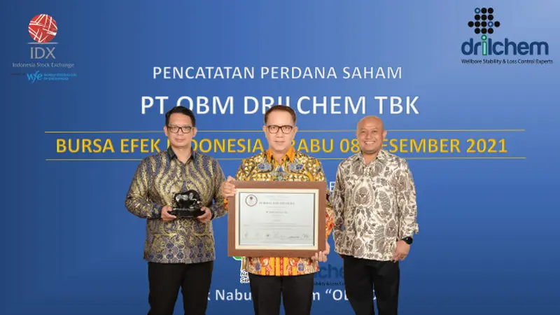 Pencatatan perdana saham PT OBM Drilchem Tbk (OBMD), Rabu (8/12/2021) (Foto: BEI)