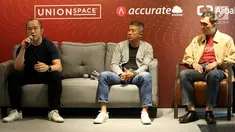CEO UnionSPACE Albert Goh, Direktur Bank DBS Indonesia Rudy Tandjung dan Founder Accurate Darwin Tjoe memberi keterangan pers peluncuran ekosistem untuk mendukung pertumbuhan UKM dan start-up di Indonesia, Jakarta, Rabu (6/3). (Liputan6.com/Fery Pradolo)