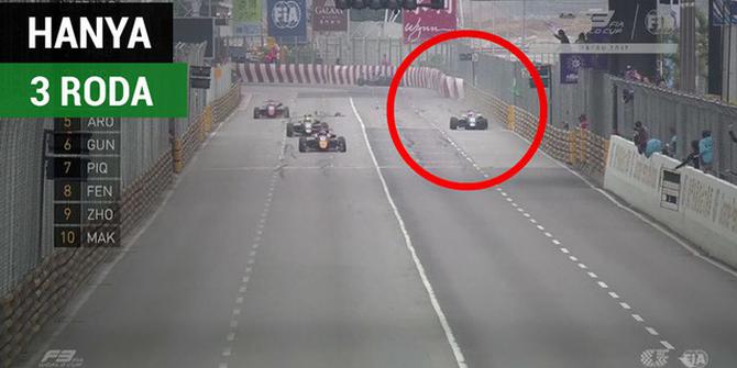 VIDEO: Pebalap Formula 3 Ini Bisa Finis Posisi 4 Hanya dengan 3 Roda