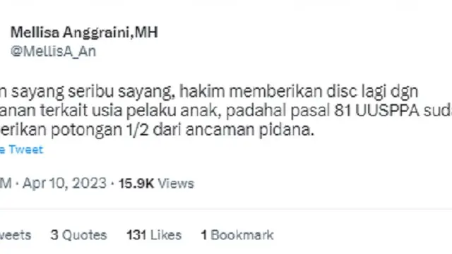 Mellisa Anggraini, kuasa hukum David Ozora (Foto: Twitter)