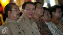 Gubernur DKI Jakarta  Basuki T Purnama saat menghadiri peresmian gerai pelayanan pajak di Pasar Tanah Abang, Jakarta, Selasa (1/9/2015). Gerai layanan terpadu merupakan kerjasama antara Dirjen Pajak KPP dan Pemprov DKI Jakarta. (Liputan6.com/Johan Tallo)