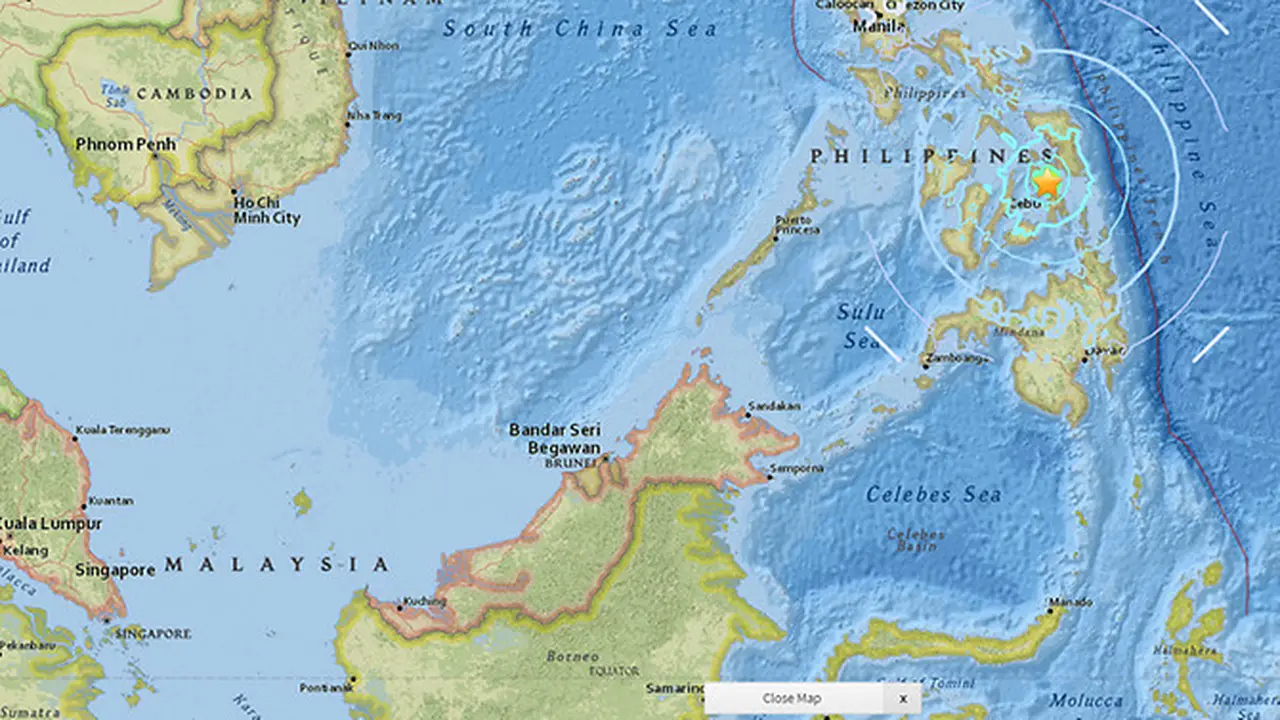 Gempa Filipina. (USGS)