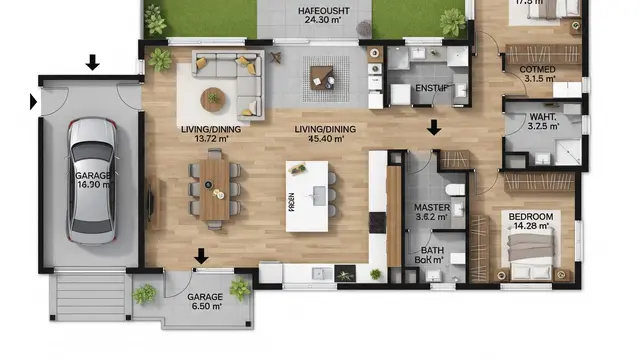 Contoh Rumah Kecil 7x12 dengan Garasi dan Taman Belakang