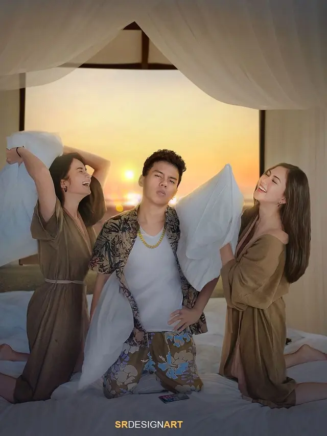 6 Editan Foto Pria Lagi Liburan Bersama Aktris Hits Ini Kocak
