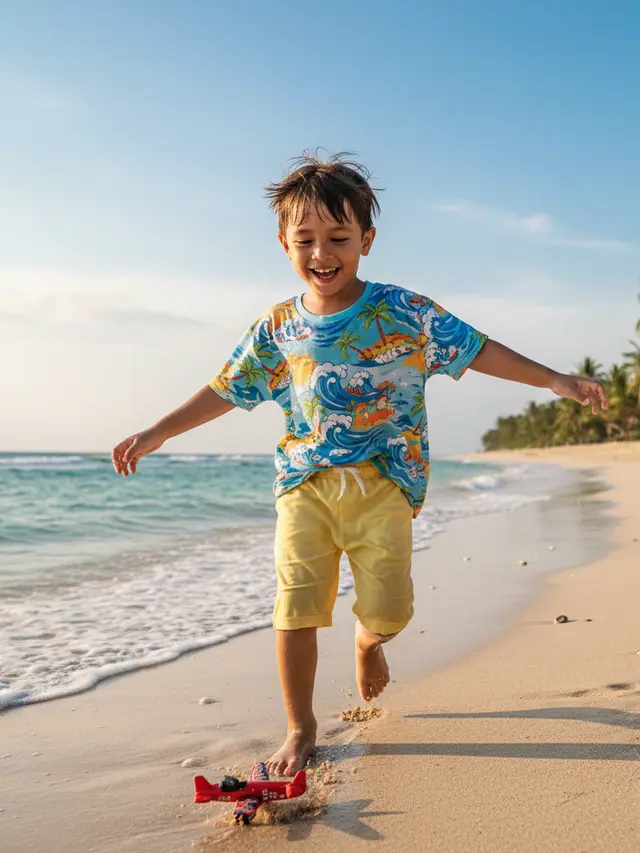 Model Baju Anak untuk Liburan ke Pantai (Foto: Gemini AI)