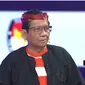 Cawapres nomor urut 3 Mahfud MD saat Debat cawapres di JCC Senayan, Jakarta, Jumat (22/12/2023).&nbsp;