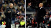 Manajer Manchester United Jose Mourinho dan manajer Manchester City Josep Guardiola. (AFP/Pierre-Philippe Marcou dan Josep Lago)