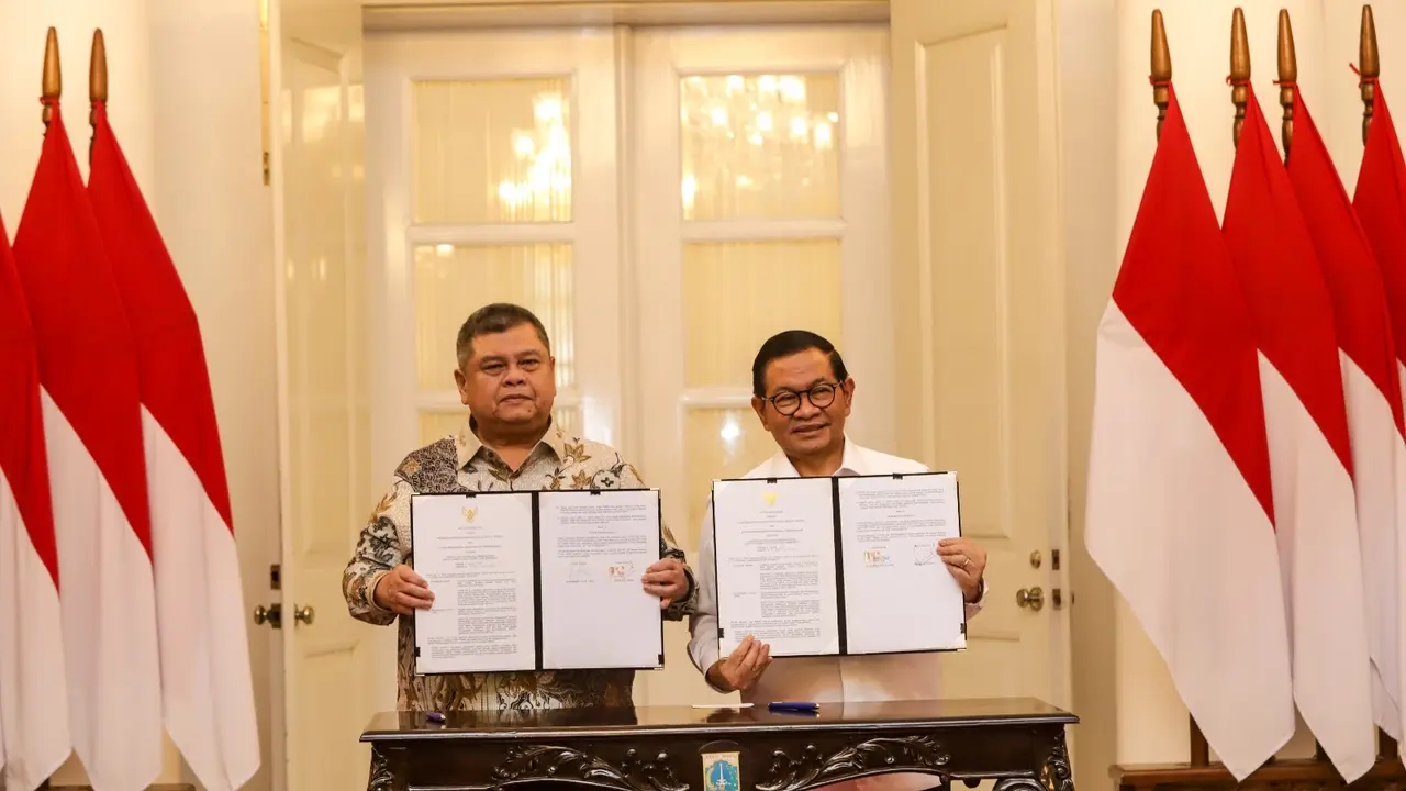 Kepala BPKP Muhammad Yusuf Ateh bersama Gubernur DKI Jakarta Pramono Anung. BPKP dan Pemprov DKI Jakarta menjalin kerja sama terkait tata kelola pemerintahan. (Dok BPKP)