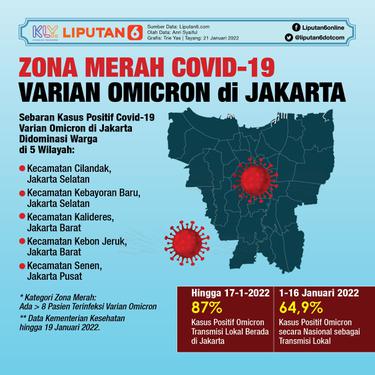 Infografis Zona Merah Covid-19 Varian Omicron di Jakarta . (Liputan6.com/Trieyasni)