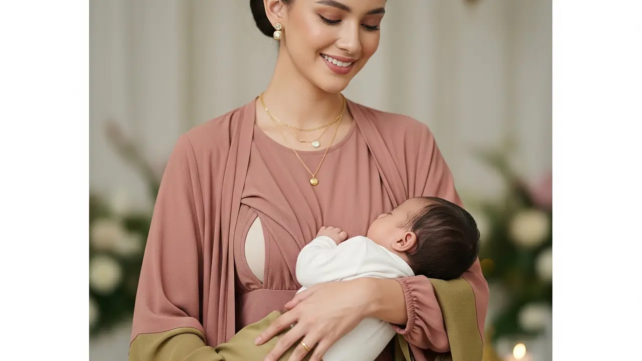 Model Baju Lebaran untuk Ibu Menyusui