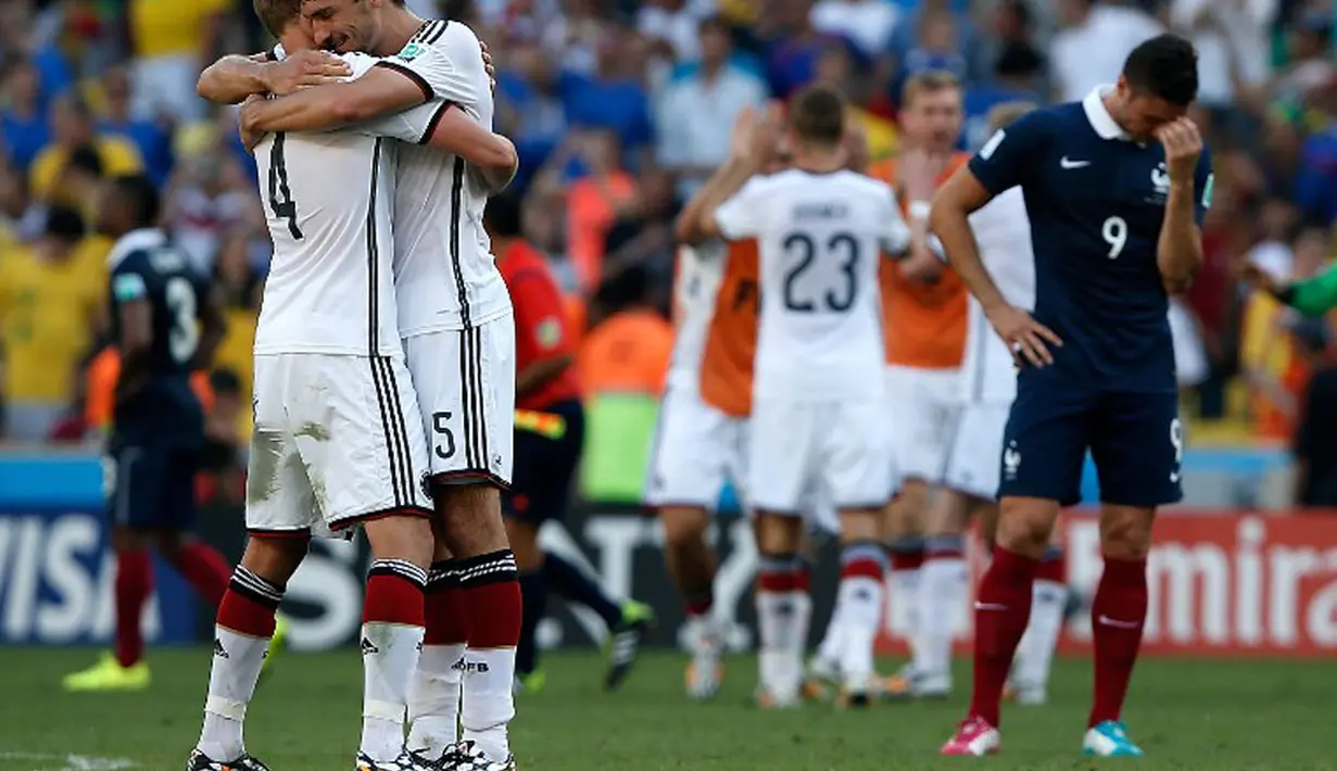 Timnas Jerman sukses membekuk Perancis 1-0 di laga perempat final Piala Dunia 2014 di Stadion Maracana, Rio de Janeiro, (4/7/2014). (AFP PHOTO/Adrian Dennis)