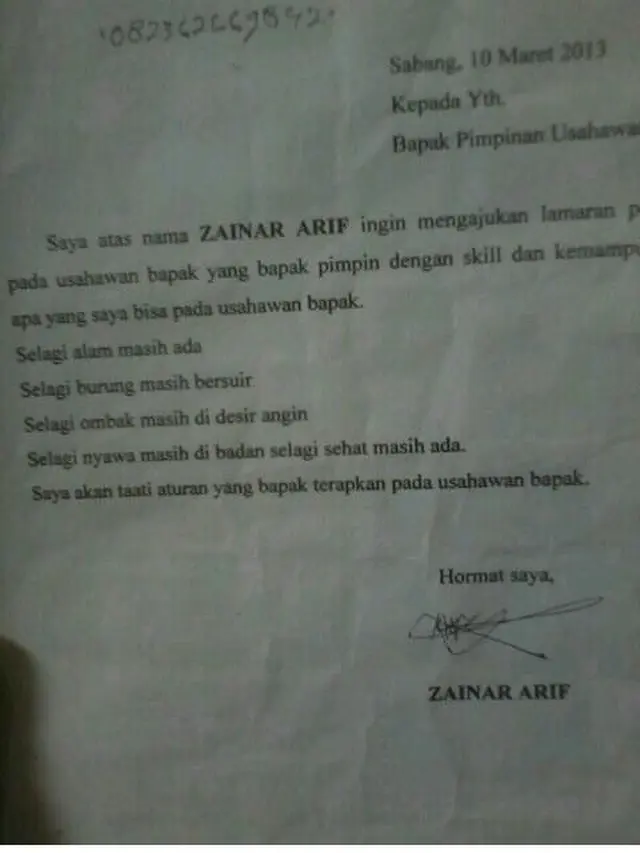 Surat Lamaran Kerja (Sumber: Twitter/mayad3wi :)
