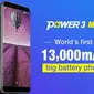 Ulefone Power 3 Max, smartphone pertama di dunia dengan kapasitas daya 13.000mAh. (Foto: Ulefone)