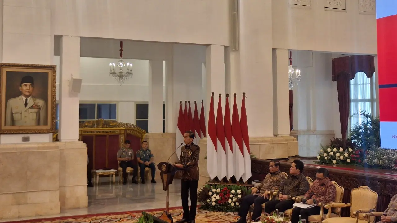 Presiden Jokowi dalam acara Sistem Pemerintahan Berbasis Elektronik (SPBE) Summit 2024 dan Peluncuran GovTech Indonesia di Istana Negara Jakarta, Senin (27/5/2024).