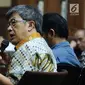 Dirut PT Quadra Solutions Anang Sugiana Sudihardjo memberi keterangan saat sidang lanjutan dugaan korupsi proyek e-KTP dengan terdakwa Setya Novanto di Pengadilan Tipikor, Jakarta, Kamis (22/2). (Liputan6.com/Helmi Fithriansyah)