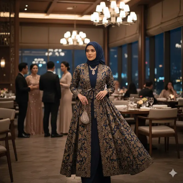Model Outer Batik Panjang Layering
