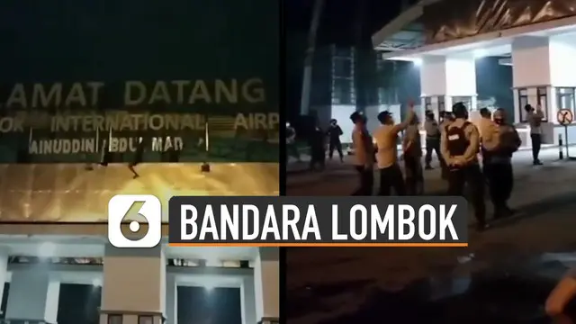 Video sejumlah warga memanjat dan rusak papan nama Bandara Lombok viral di media sosial.