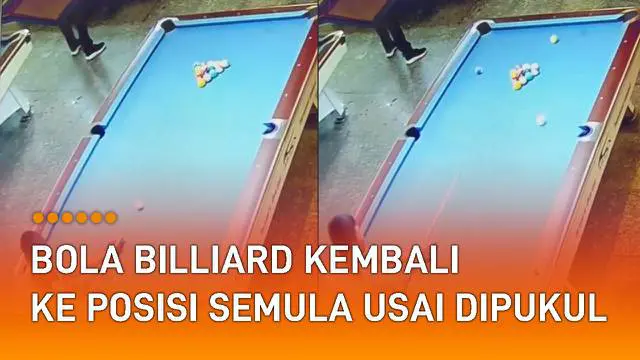 Momen unik dan jarang terjadi dalam permainan billiard terekam CCTV.