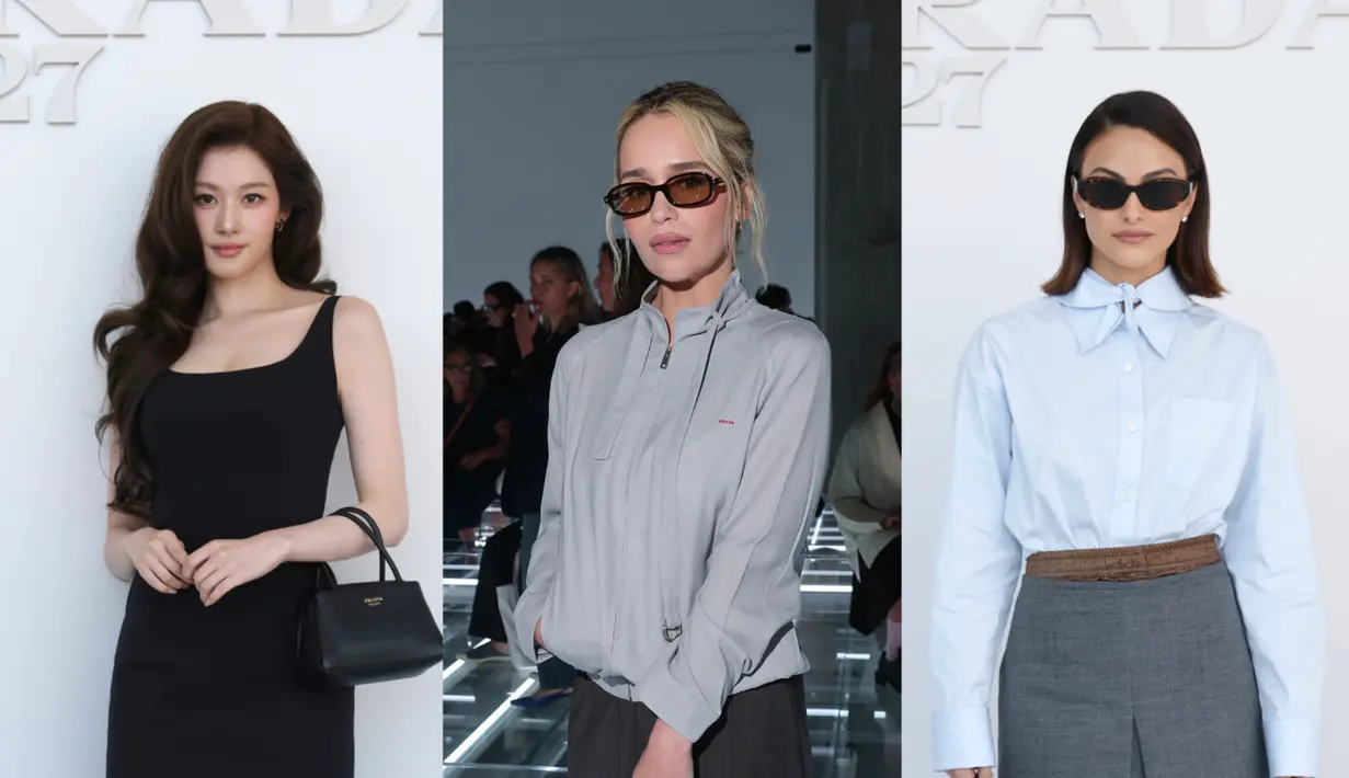 Sana TWICE, Emilia Clarke, hingga Camila Mendes hadirkan padu padan rok di show Prada Spring/Summer 2027. Mana yang jadi favoritmu? [dok. Prada]