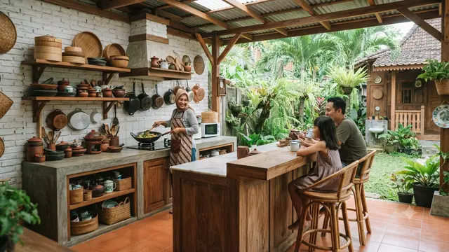 Model Dapur Terbuka dengan Meja Bar Sederhana