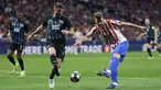 Alexander Sorloth tampil memukau saat laga leg kedua play off Liga Champions 2025/2026 antara Atletico Madrid melawan Club Brugge pada Selasa (24/02/2026) waktu setempat. (AFP/Thomas Coex)