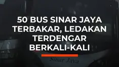Puluhan bus PO Sinar Jaya terbakar di Jarakosta, Cikarang Barat, Kabupaten Bekasi, Selasa (18/8/2026). Bus yang terbakar diketahui sudah tidak beroperasi dan terparkir berdempetan. Petugas memperkirakan sekitar 50 unit bus terdampak, namun jumlah pastinya masih dalam pendataan. Danru Pleton 3 D...