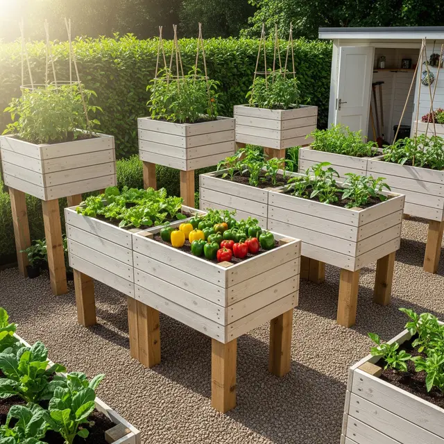 Kebun Sayur dengan Rak Tinggi (Image by Gemini AI)