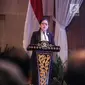 Menteri Koordinator Pembangunan Manusia dan Kebudayaan Puan Maharani memberi sambutan saat menerima pin alumni kehormatan Lembaga Ketahanan Nasional (Lemhanas) di Gedung Lemhanas, Jakarta, Kamis (5/9/2019). (Liputan6.com/Faizal Fanani)