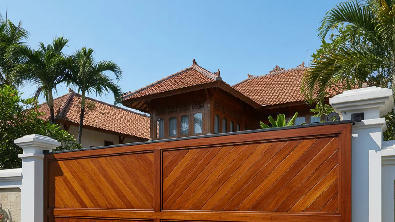 Pagar Kayu Minimalis Susun Miring