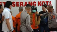 Pelaku tawuran geng motor ditangkap Polresta Serkot. (Senin, 09/10/2023). (Yandhi Deslatama/Liputan6.com).