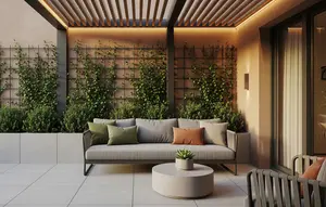 7 Inspirasi Teras Earth Tone dengan Kombinasi Tanaman Rambat untuk Rumah Minimalis Modern