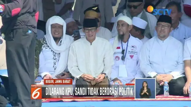 Sandiaga Uno hadiri acara Bogor Bermunajat di Lapangan Parkir Taman Buah Mekarsari, Bogor.