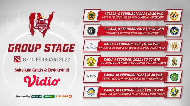 Link Live Streaming IEL University Season 4 Dota 2 Group Stage Pekan Kedua di Vidio, 8 hingga 10 Februari 2022